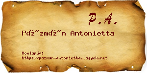 Pázmán Antonietta névjegykártya